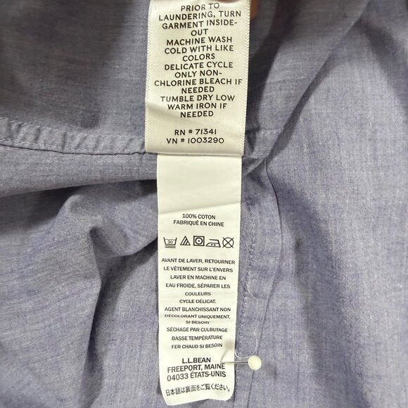 L.L.Bean Signature Women’s Classic Chambray Button Down Blouse 100% Cotton 14 - Picture 8 of 12